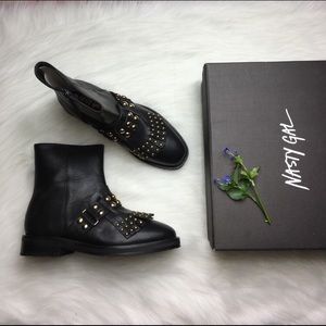 Nasty Gal Black Leather Moto Boots